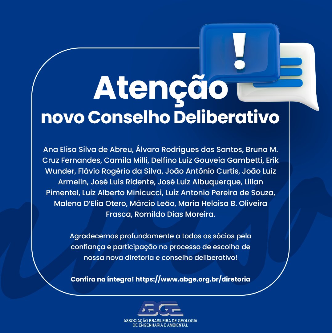 Capa da notícia  Atenção para a nova diretoria da ABGE!  