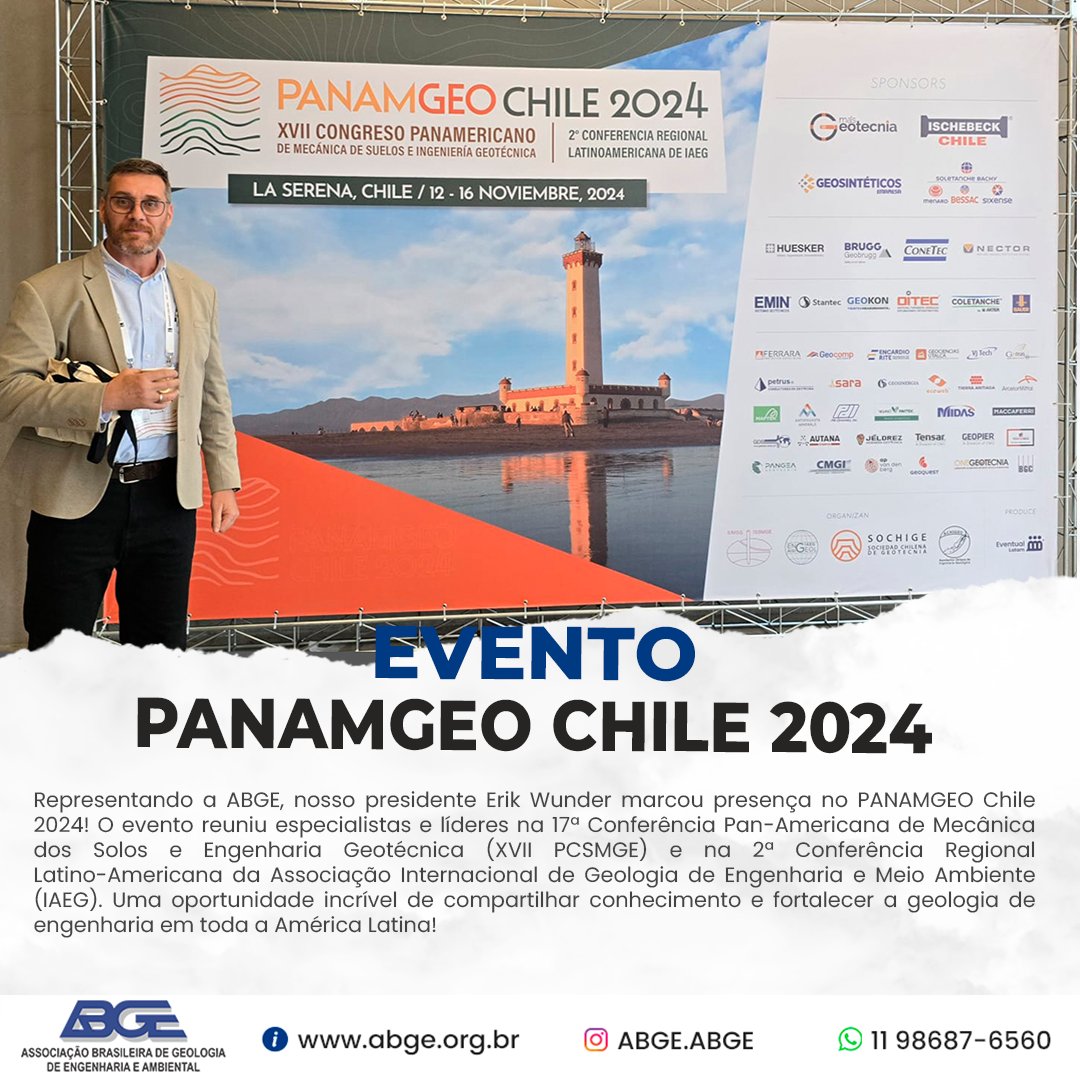 Capa da notícia ABGE no PANAMGEO Chile 2024: Fortalecendo a Geologia de Engenharia na América Latina!  